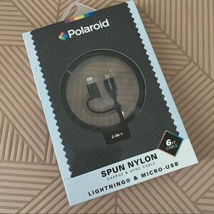 Polaroid Cable Charge & Sync Spun Nylon Lightning Micro USB 6 Feet iPhone iPad